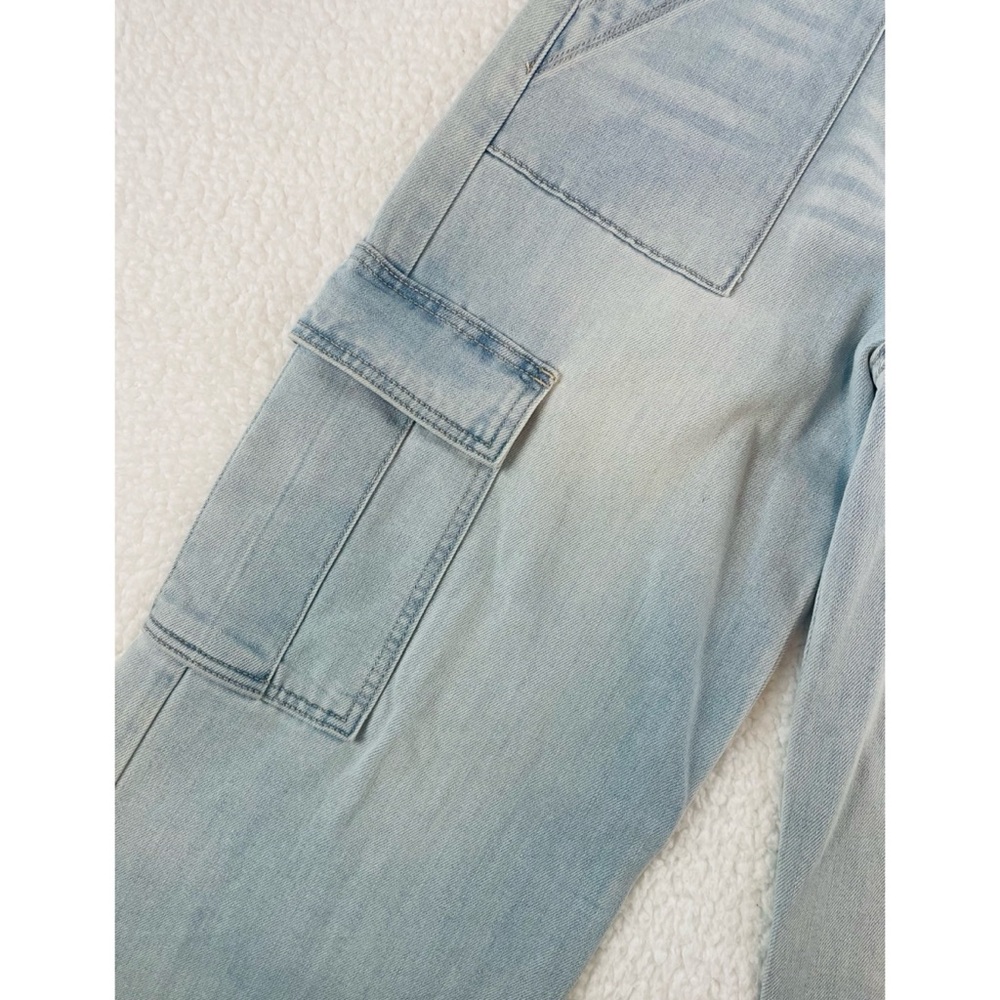 JBD. • Blue Light Wash High-Waisted Wide-Leg Cargo Jeans, 26 - Picture 10 of 16